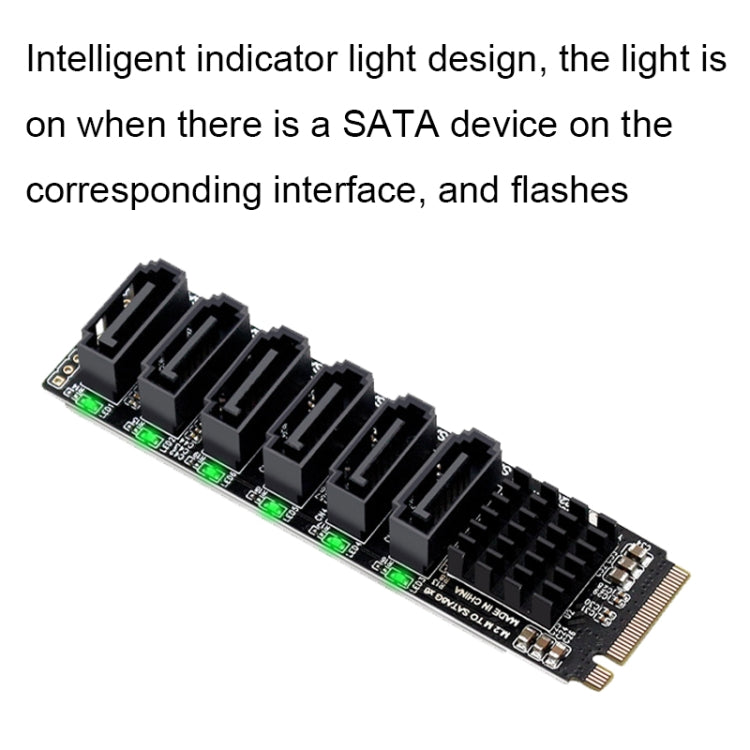 Tarjeta de expansión de transferencia M2 M-KEY PCIE 3,0 a SATA6G, tarjeta adaptadora de expansión de disco duro de 6 puertos, 6 Port