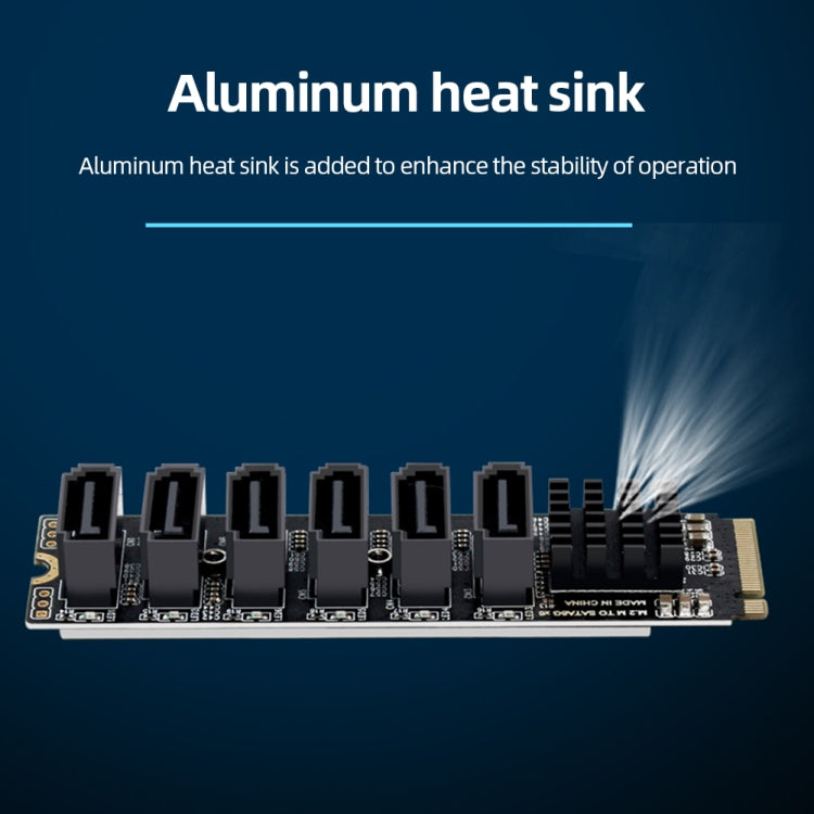 Tarjeta de expansión de transferencia M2 M-KEY PCIE 3,0 a SATA6G, tarjeta adaptadora de expansión de disco duro de 6 puertos, 6 Port