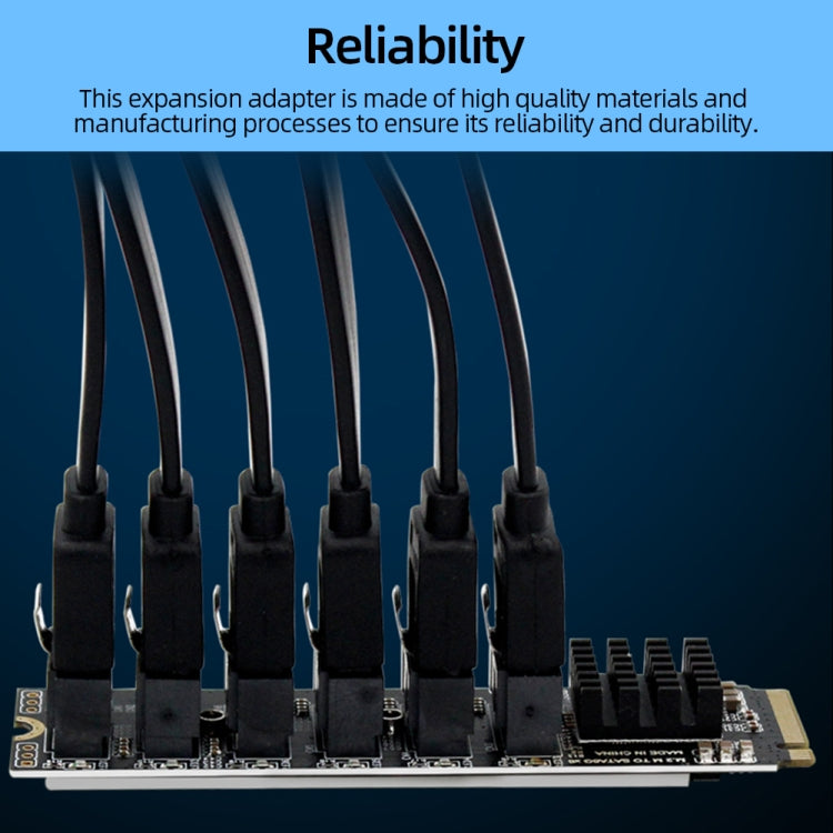 Tarjeta de expansión de transferencia M2 M-KEY PCIE 3,0 a SATA6G, tarjeta adaptadora de expansión de disco duro de 6 puertos, 6 Port