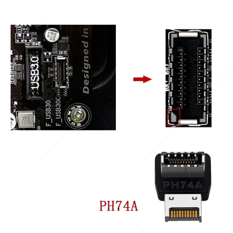 2 uds USB3.1 tipo-E interfaz de placa base de computadora 90 grados codo frontal tipo-C adaptador