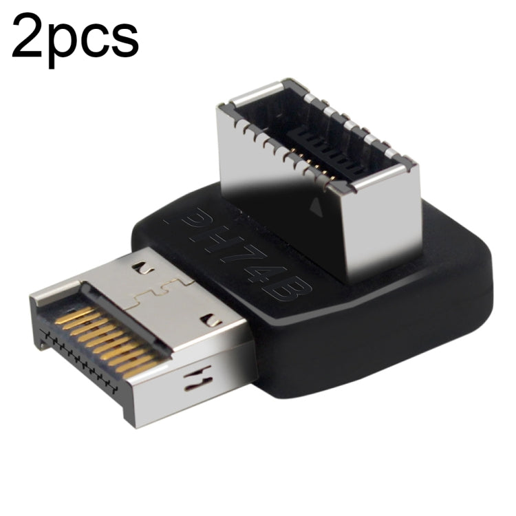 2 uds USB3.1 tipo-E interfaz de placa base de computadora 90 grados codo frontal tipo-C adaptador