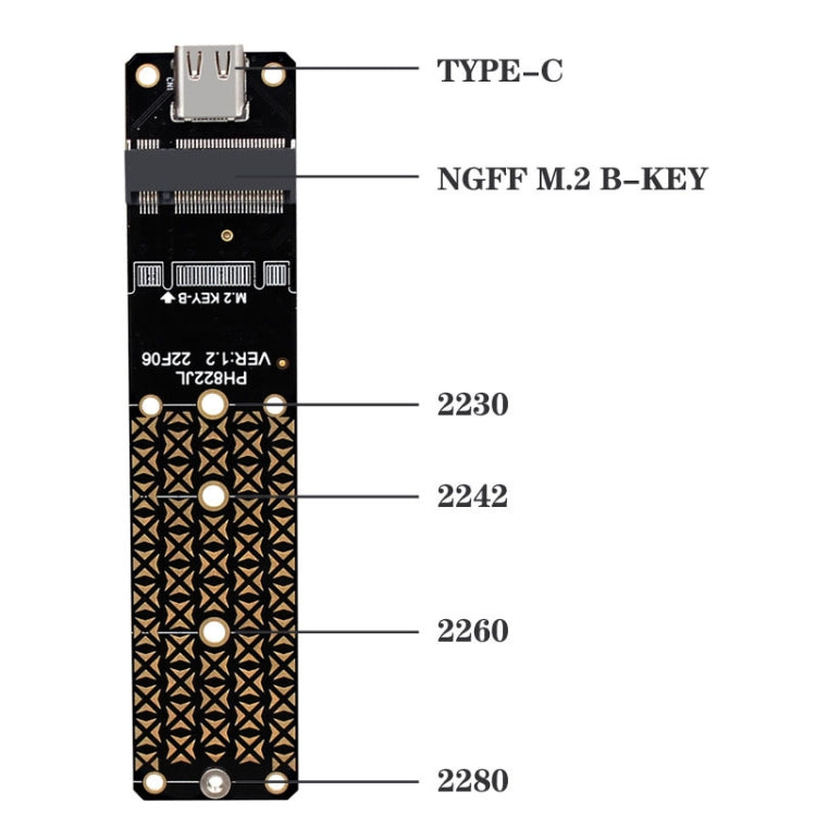 Disco duro SATA NGFF M.2 Bkey SSD a USB3.1 Tipo-C / USB-C Placa de conversión de tarjeta de expansión, SSD To USB3.1