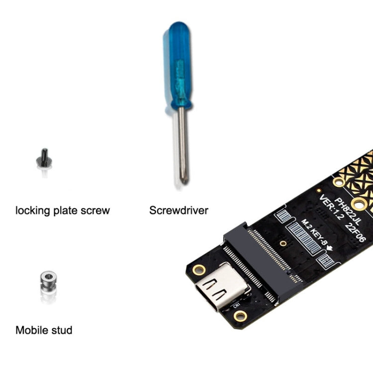 Disco duro SATA NGFF M.2 Bkey SSD a USB3.1 Tipo-C / USB-C Placa de conversión de tarjeta de expansión, SSD To USB3.1