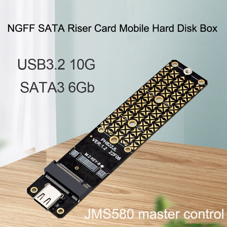 Disco duro SATA NGFF M.2 Bkey SSD a USB3.1 Tipo-C / USB-C Placa de conversión de tarjeta de expansión, SSD To USB3.1