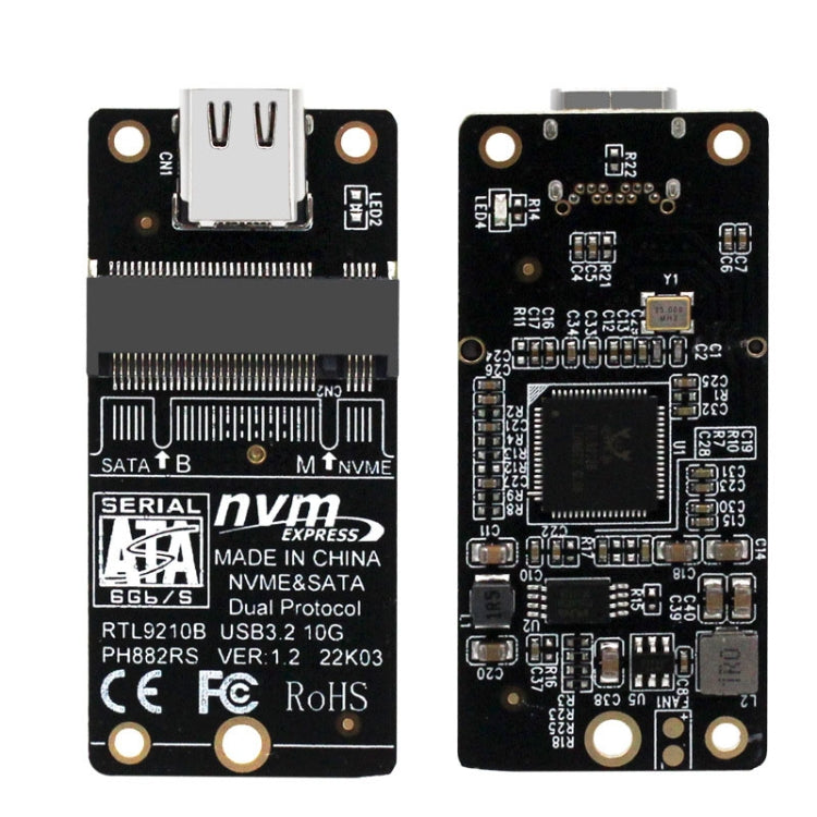 Tarjeta de transferencia de caja de disco duro M.2 NVME RTL9210B Chip Tipo-C / USB-C USB3.1 Gen2 10Gbps