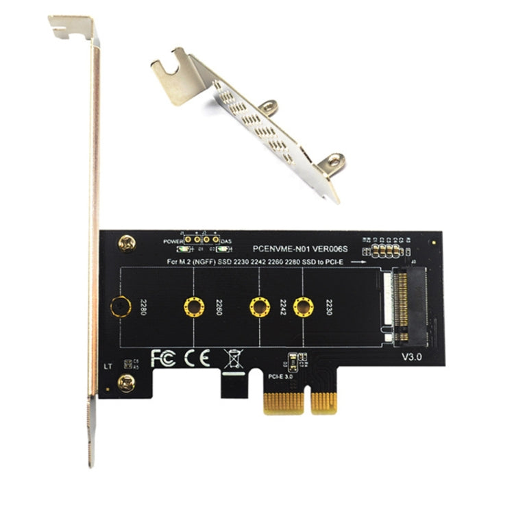 Adaptador de tarjeta vertical PCI-E 1X a M.2 NVME KEY-M SSD, With Baffle, Without Baffle