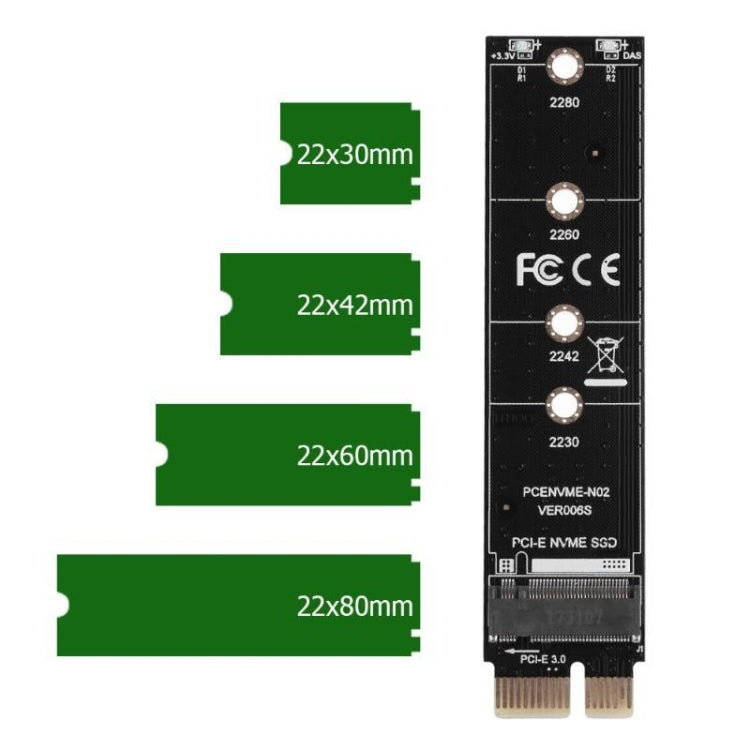 Adaptador de tarjeta vertical PCI-E 1X a M.2 NVME KEY-M SSD, With Baffle, Without Baffle