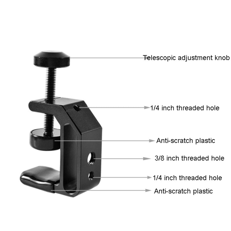 BEXIN WN-38 Abrazadera en C universal con orificio de 1/4 de pulgada y 3/8 de pulgada para mesas de montaje en escritorio