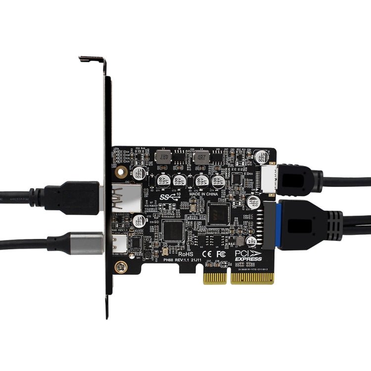 Tarjeta de extensión PCIE 3.0 a USB 3.2 Puerto tipo C Tarjeta vertical de expansión frontal tipo E, PH68