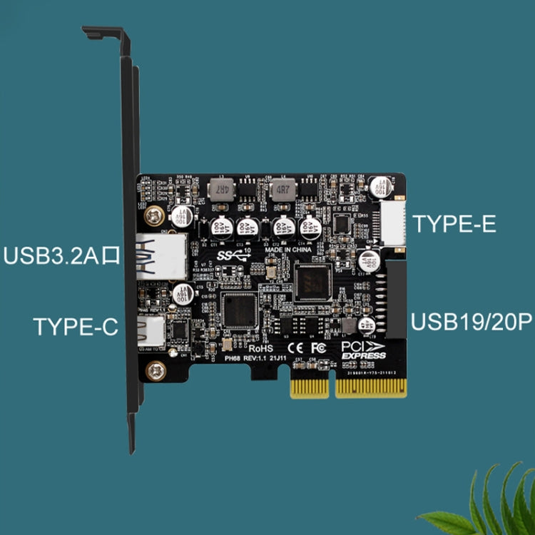 Tarjeta de extensión PCIE 3.0 a USB 3.2 Puerto tipo C Tarjeta vertical de expansión frontal tipo E, PH68
