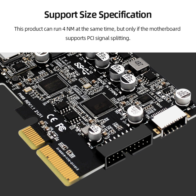Tarjeta de extensión PCIE 3.0 a USB 3.2 Puerto tipo C Tarjeta vertical de expansión frontal tipo E, PH68