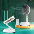 El ventilador telescópico plegable portátil de 8 pulgadas puede sacudir la cabeza con sincronización y control remoto, White 6000 mAh