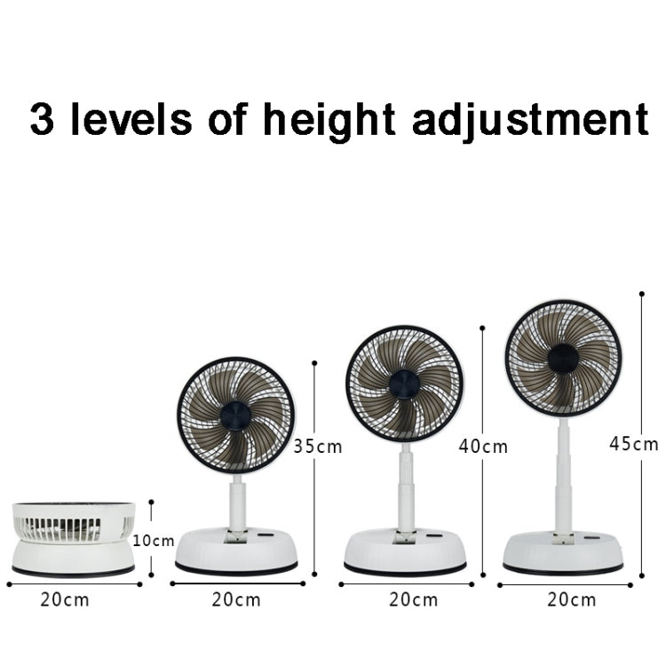 El ventilador telescópico plegable portátil de 8 pulgadas puede sacudir la cabeza con sincronización y control remoto, White 6000 mAh