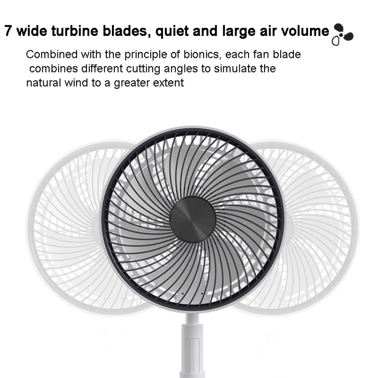 El ventilador telescópico plegable portátil de 8 pulgadas puede sacudir la cabeza con sincronización y control remoto, White 6000 mAh