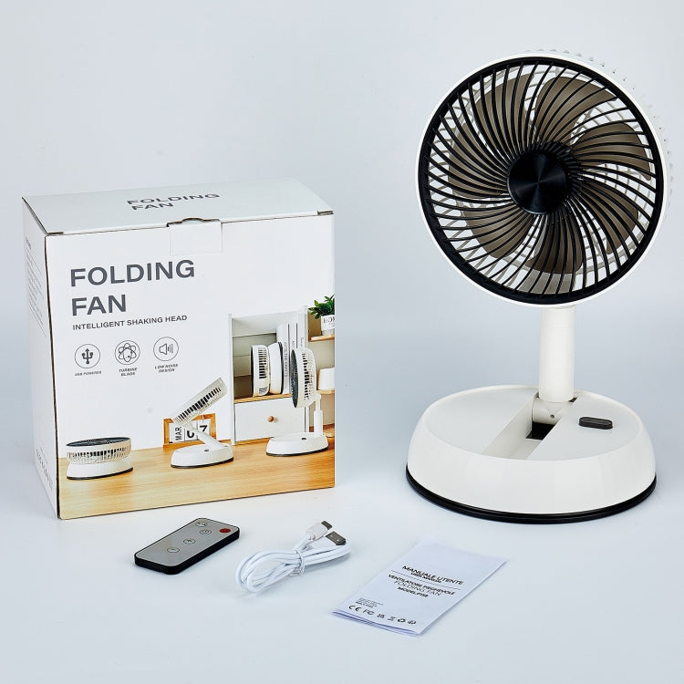 El ventilador telescópico plegable portátil de 8 pulgadas puede sacudir la cabeza con sincronización y control remoto, White 6000 mAh