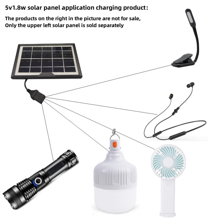 Linterna de lámpara de mesa pequeña con panel solar de cabeza hembra USB 5V / 1.8W, Solar Panel