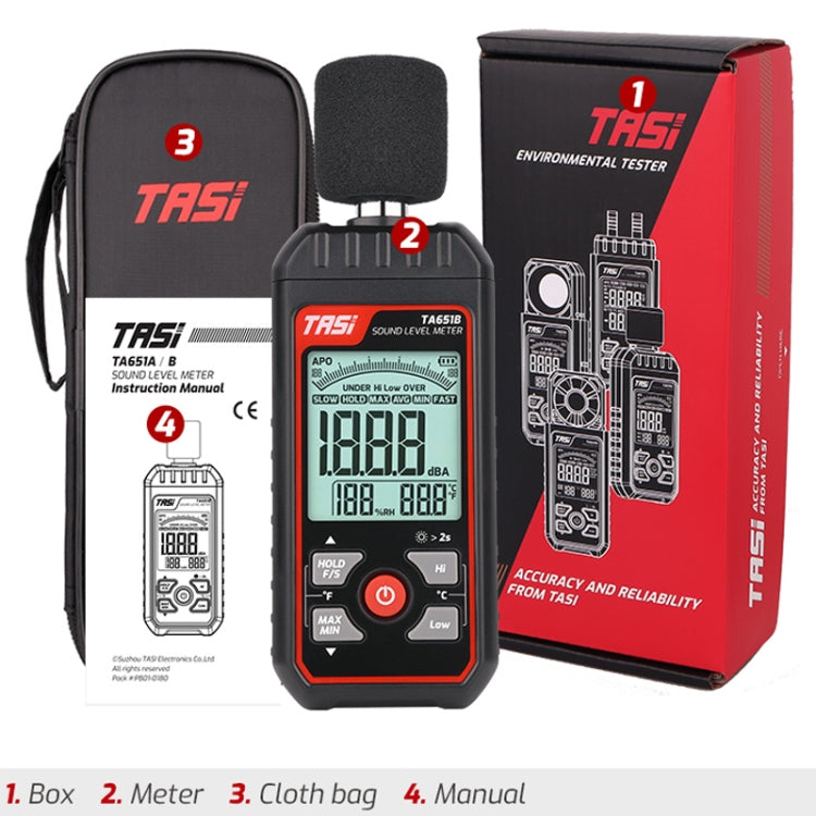 Dispositivo de decibelios de prueba de ruido doméstico, TASI TA651A, TASI TA651B