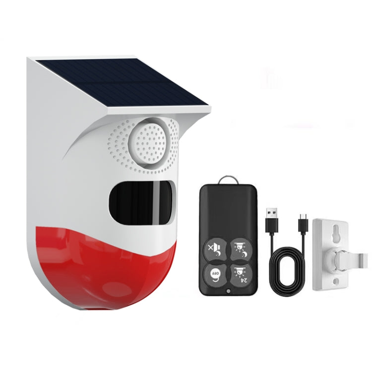 Detector de movimiento infrarrojo Solar al aire libre PIR Inalámbrico Estroboscópico Sirena Detector Alarma de sonido, CT80WR Tuya WiFi Model, CT80R USB Upgrade Model
