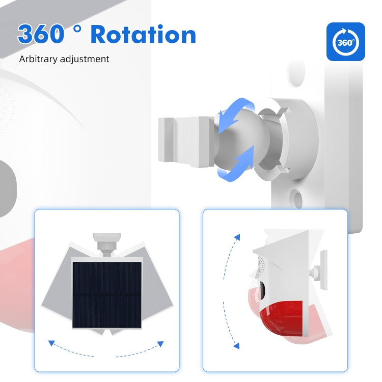 Detector de movimiento infrarrojo Solar al aire libre PIR Inalámbrico Estroboscópico Sirena Detector Alarma de sonido, CT80WR Tuya WiFi Model, CT80R USB Upgrade Model