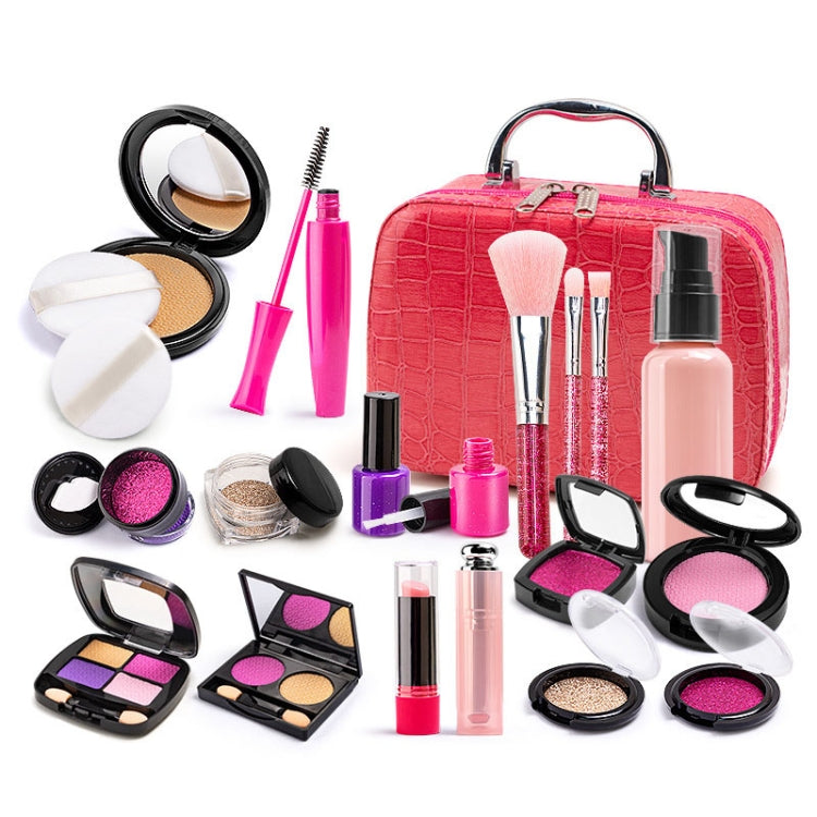 Caja de maquillaje de simulación para niñas Juego de cosméticos no tóxicos Play House, 21 In 1 Rose Leather Bag, 21 In 1 Orange Leather Bag, 20 In 1 OPP Bag