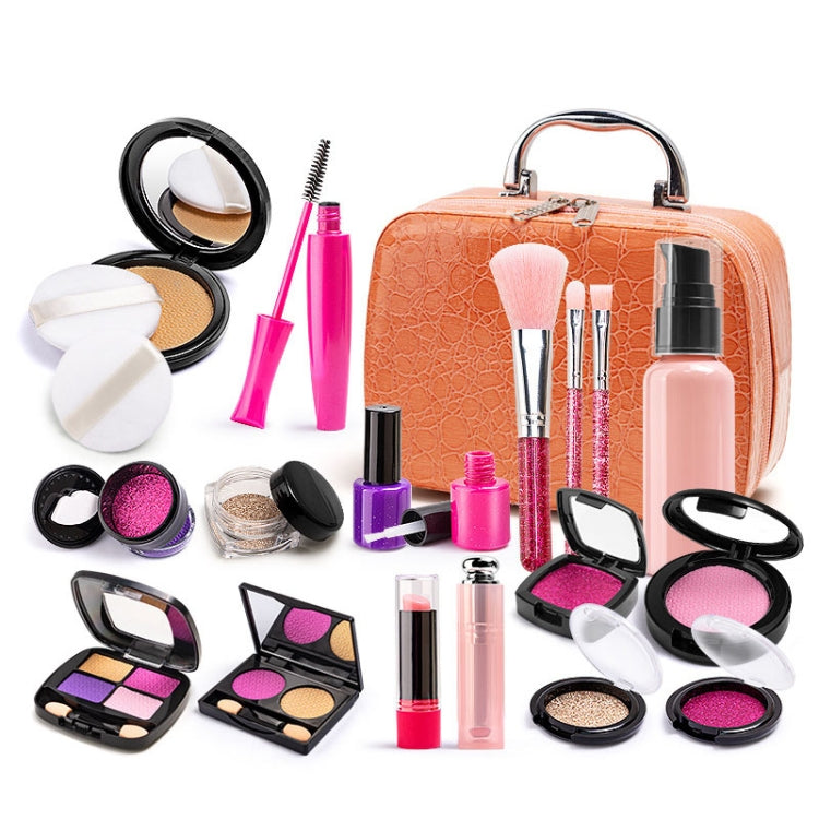 Caja de maquillaje de simulación para niñas Juego de cosméticos no tóxicos Play House, 21 In 1 Rose Leather Bag, 21 In 1 Orange Leather Bag, 20 In 1 OPP Bag
