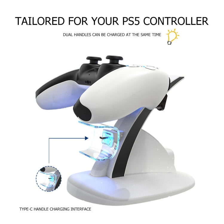 iplay HBP-253 para juego de PS5 Mango inalámbrico Base de carga doble Soporte de colocación, HBP-253 (White), HBP-253 (Black)