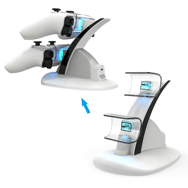 iplay HBP-253 para juego de PS5 Mango inalámbrico Base de carga doble Soporte de colocación, HBP-253 (White), HBP-253 (Black)