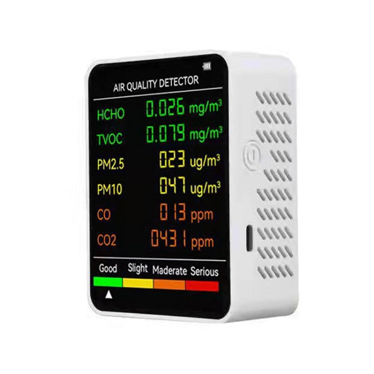 Detector de calidad del aire PM2.5/PM10 Monitor de calidad del aire interior, 6 in 1 Air Quality Detector White, 6 in 1 Air Quality Detector Black