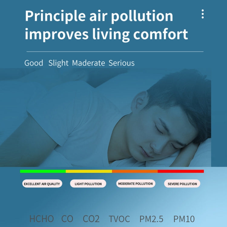 Detector de calidad del aire PM2.5/PM10 Monitor de calidad del aire interior, 6 in 1 Air Quality Detector White, 6 in 1 Air Quality Detector Black