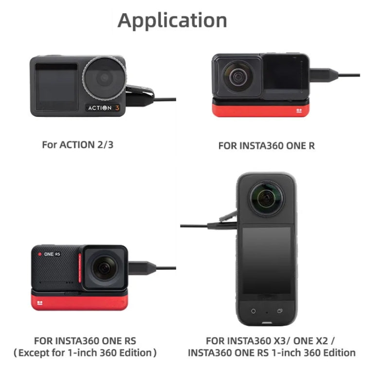 Sunnylife MC490 Collar Micrófono Cámara de movimiento Grabación Trigo, For DJI Action3/2, For Insta360 ONE RS, For Insta360 ONE X2/X3/1 inch 360 Edition