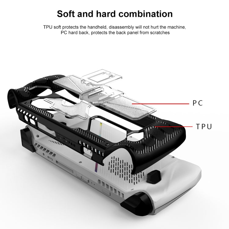 Para ASUS Rog Ally Game Console PC + TPU Funda protectora con soporte, PC+TPU  Black+Transparent, PC+TPU White+Transparent