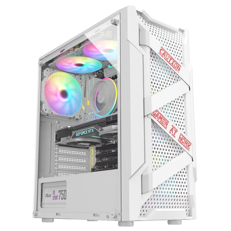 Caja de computadora ATX transparente lateral de acrílico con posición de 6 ventiladores e interfaz USB 3.0, Black, White