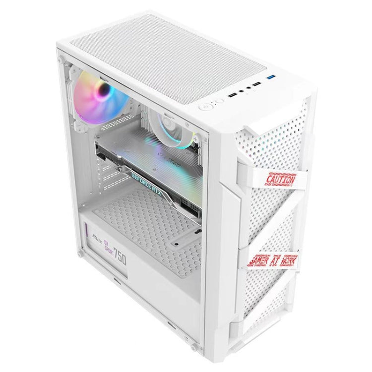 Caja de computadora ATX transparente lateral de acrílico con posición de 6 ventiladores e interfaz USB 3.0, Black, White