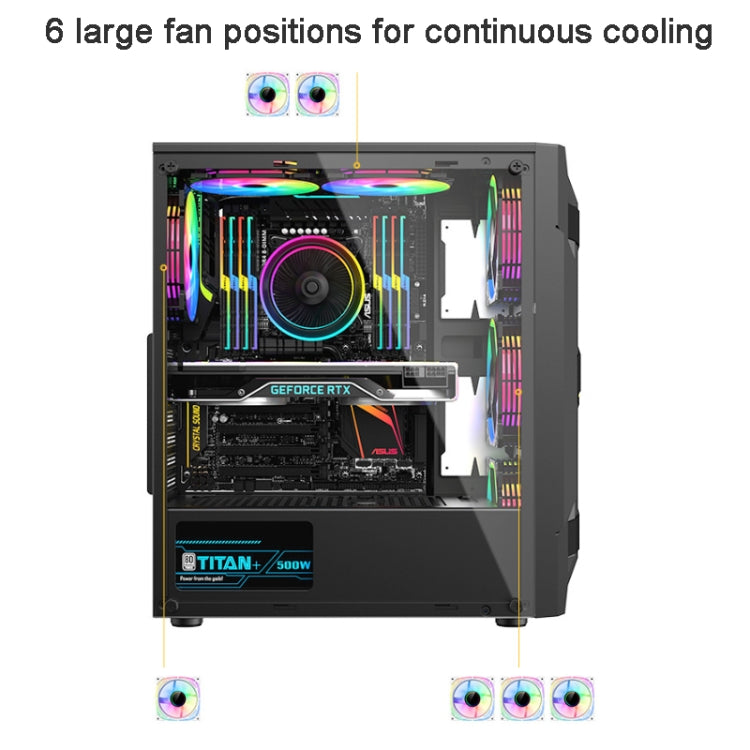 Caja de computadora ATX transparente lateral de acrílico con posición de 6 ventiladores e interfaz USB 3.0, Black, White