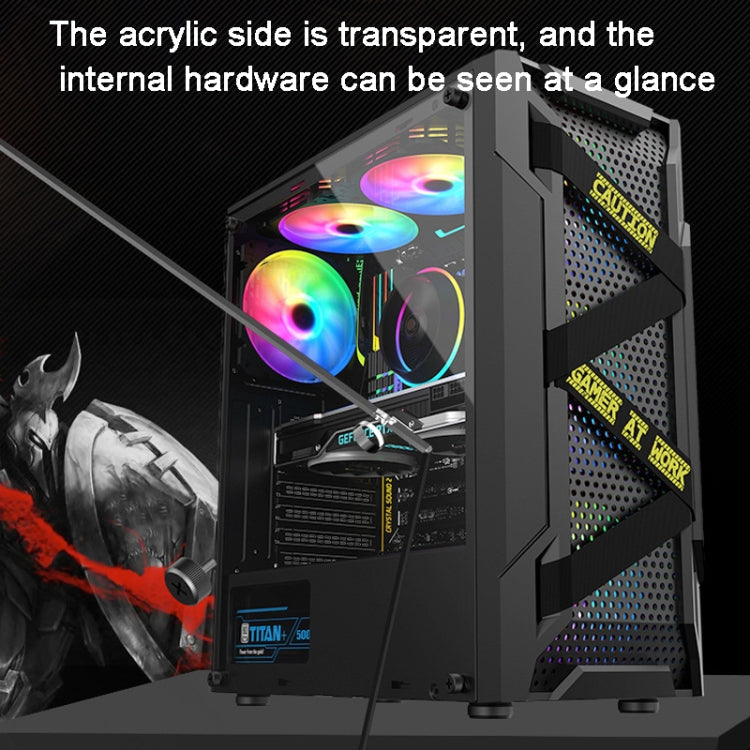 Caja de computadora ATX transparente lateral de acrílico con posición de 6 ventiladores e interfaz USB 3.0, Black, White