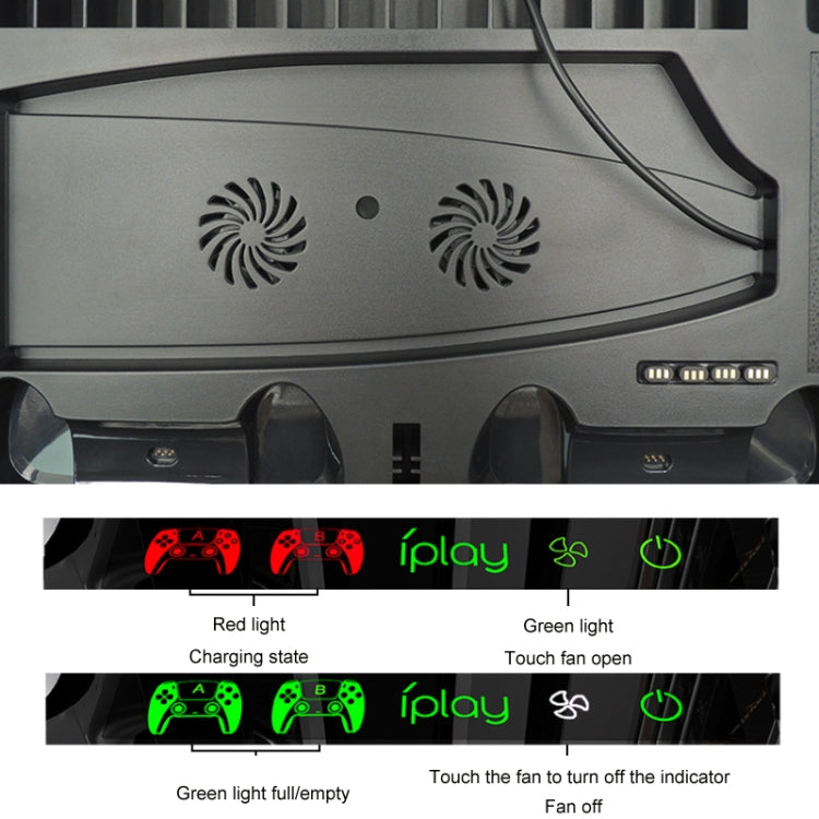 iplay para consola de juegos PS5 Base de ventilador de refrigeración Soporte de carga con soporte de disco, HBP-271