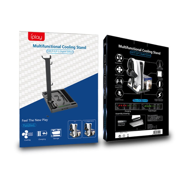 iplay para consola de juegos PS5 Base de ventilador de refrigeración Soporte de carga con soporte de disco, HBP-271
