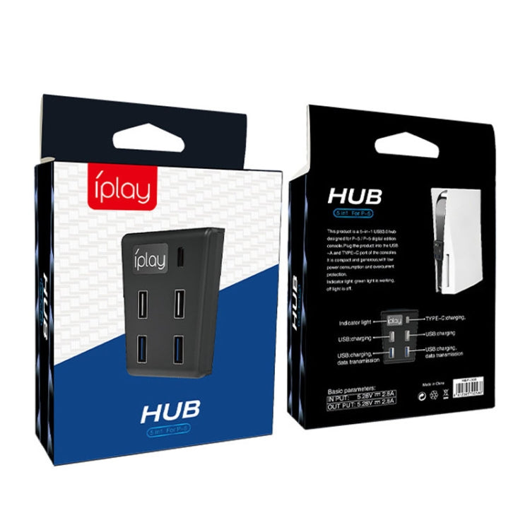 iplay HBP-308 para Sony PS5 5 en 1 consola de juegos USB3.0 HUB extensor de transmisión de conexión, For Sony PS5