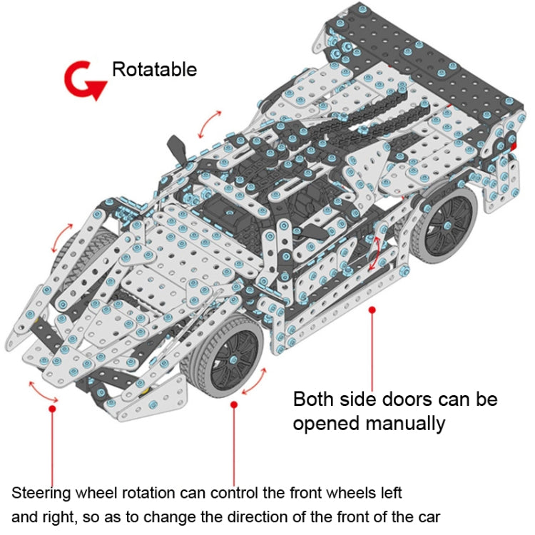 Bloque de construcción de juguete de montaje hecho a mano de inteligencia de modelo de coche de Metal de montaje, Racing Car