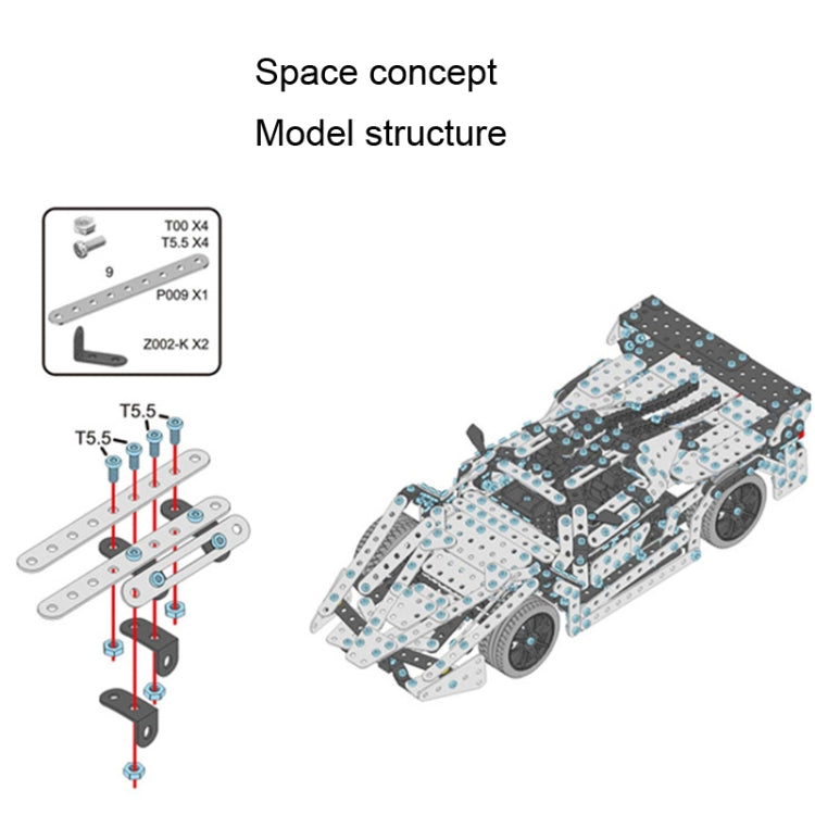Bloque de construcción de juguete de montaje hecho a mano de inteligencia de modelo de coche de Metal de montaje, Racing Car