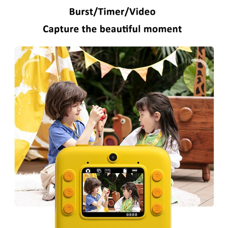 Cámara de impresión instantánea para niños 4800W Pixel Pantalla de 2 pulgadas Cámara de fotografía de doble lente, K27 Pink, K27 Yellow