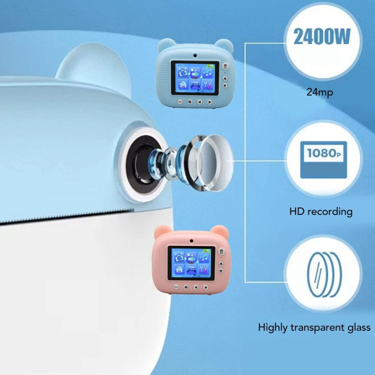 Cámara de impresión instantánea para niños 1080P Cámara de fotografía de doble lente con pantalla IPS de 2,4 pulgadas