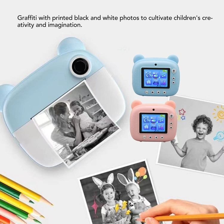 Cámara de impresión instantánea para niños 1080P Cámara de fotografía de doble lente con pantalla IPS de 2,4 pulgadas