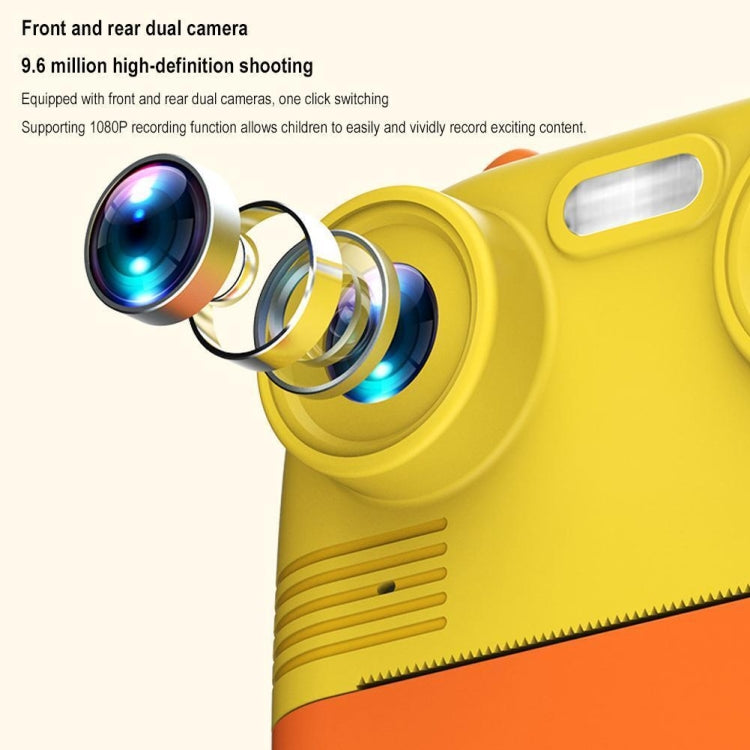 Cámara de impresión instantánea 1080P Pantalla IPS de 2,8 pulgadas Cámara frontal y trasera con doble lente para niños, Pink, Yellow, Blue, Pink+32G Card, Yellow+32G Card, Blue+32G Card
