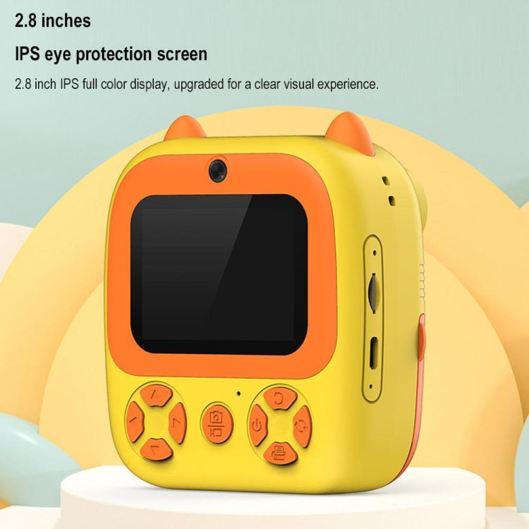 Cámara de impresión instantánea 1080P Pantalla IPS de 2,8 pulgadas Cámara frontal y trasera con doble lente para niños, Pink, Yellow, Blue, Pink+32G Card, Yellow+32G Card, Blue+32G Card