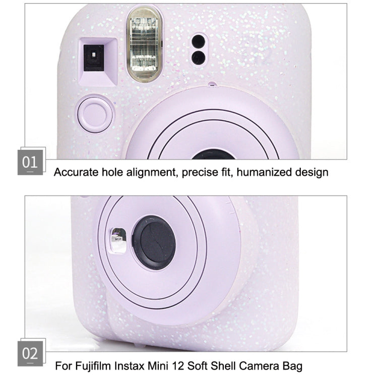 Para Fujifilm Instax Mini 12 Soft Shell Camera Bag Storage Funda de silicona, Glitter Pink