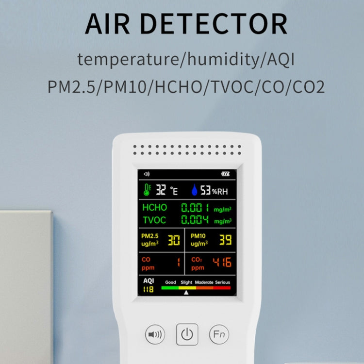 Detector de calidad del aire 9 en 1 Detector portátil de formaldehído de alta precisión, White, Black