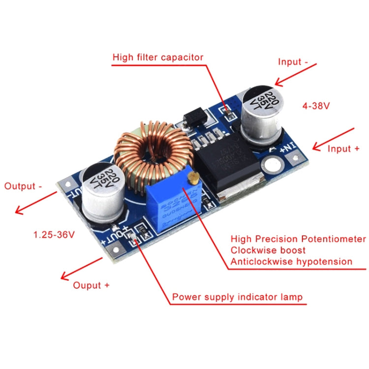2 uds DC-DC módulo de potencia Buck ajustable 5-32V de alta potencia, Power Module