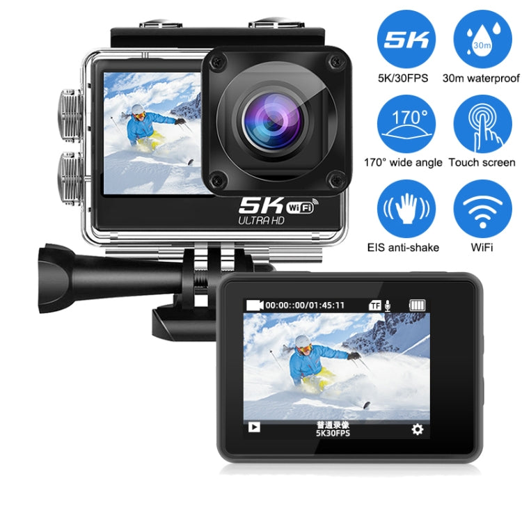 5K / 30FPS WIFI HD Anti-Shake Remote Touch Dual-Screen IP68 Cámara deportiva a prueba de agua, 5K, 5K Camera + 64G Card, 5K Camera+128G Card
