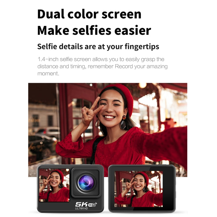 5K / 30FPS WIFI HD Anti-Shake Remote Touch Dual-Screen IP68 Cámara deportiva a prueba de agua, 5K, 5K Camera + 64G Card, 5K Camera+128G Card